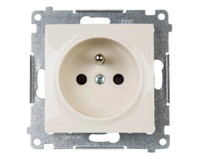 Simon 54 Gniazdo pojedyncze z/u 16A IP20 z przesłoną torów kremowe DGZ1Z.01/41