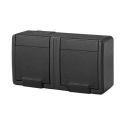 AQUANT 2K gniazdo natynkowe podwójne z uziemieniem 2x2P+Z IP55 antracytowy 5042-17