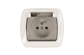 Simon Akord Gniazdo bryzgoszczelne z/u IP44 z klapką dymną białe AGZ1Be/11a