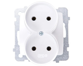 KARO Gniazdo podwójne b/u srebrny perłowy GP-2SR/m/43