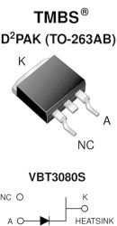 VBT3080S-M3 Trench MOS Barrier Schottky Rectifier Ultra Low VF = 0.39 V at IF = 5 A