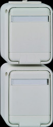 445439 Socket, 2-gang, 16 A, IP44, letter field, vertical, AquaTop, gre