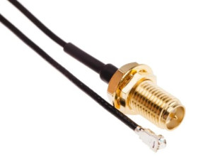 Kabel koncentryczny, RF, Czarny Wtyk RP-SMA Żeńskie U.FL 200mm, RS PRO Z zakończeniem