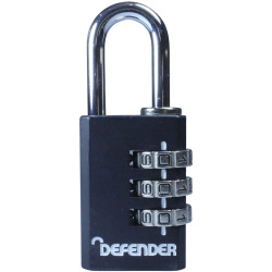 Defender DFCOMBI30 Black Die-Cast Combination Padlock 30mm