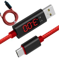 Złącze USB A/USB-C wt-wt 1m z woltomierzem oraz amperomierzem