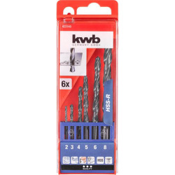 kwb 423140 HSS Metal Drill Bit Set 6-piece 2-8mm DIN 338 Steam-tempered