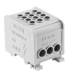 Odgałęźnik instalacyjny 1-torowy (3x16mm²/3x16mm²) LZ1*16/16/16 mocowanie na TS 35, szary 84170002