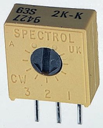 Potencjometr THT, 2kΩ, ±10%, ±100ppm/°C, 1/2W, 63S, Vishay