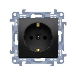 Simon 10 Gniazdo wtyczkowe Schuko pojedyncze (moduł) 16A, 250V, szybkozłącza czarny mat CGSZ1C.01/49