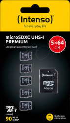 3423595 microSDXC memory card 64 GB, UHS-I Premium, pack of 5