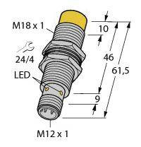 Turck Czujnik indukcyjny nie podtynkowy PNP, Przełącznik NI12U-M18M-VP4X-H1141