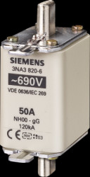 NH fuse NH00, 80 A, gG, 250 V (DC), 690 V (AC), 120 kA breaking capacity, 3NA3824-6