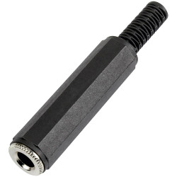 TruComponents 202589 6.35 mm audio jack Socket, straight,Pins:2 Mono Black