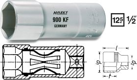 Hazet 900AKF zewnętrzny sześciokąt Nasadka do świec zapłonowych 16 mm 5/8" 1/2" (12.5 mm)