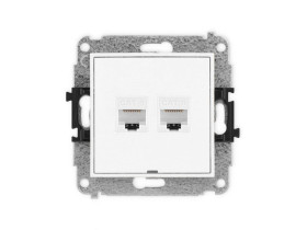 MINI Gniazdo komputerowe podwójne 2xRJ45 kat.6 8-stykowy bez p.opis. biały MGKBO-4 KARLIK