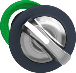 Toggle switch, 2 positions, illuminable, groping, waistband round, white, front ring gray, 90°, mounting Ø 30.5 mm, ZB5FK1413