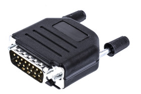 Złącze D-Sub 15-pinowe Męski Proste Montaż na kablu Złoto