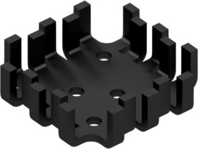 Finger shaped heatsink, (L x W x H) 45 x 45 x 12.7 mm, 8 K/W, black anodized, 10034941