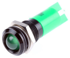 Lampka kontrolna do montażu panelowego 240V, zielona 14.5mm Czarny Końcówka lutownicza RS PRO