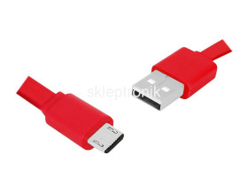 Kabel usb-micro usb1m płaski czerwony