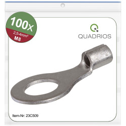Quadrios 23C509 Ring Terminal 4 mm² 8.5 mm Ø Hole 100 pcs Non-insulated