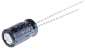 Kondensator 47μF 63V dc Radialny, Otwór przelotowy RS PRO roztaw: 3.5mm 6.3 (Dia.) x 11mm