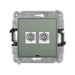 MINI Mechanizm gniazda antenowego podwójnego typu F (SAT) niklowany, bez pola opisowego szałwiowy 61MGFBO-2