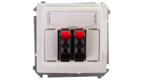 Simon Basic Gniazdo Głośnikowe Podwójne Z Polem Opisowym Białe Bmgl3.01/11