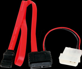SLSATAF20 Cable slim SATA fe. > SATA fe. / LP4 ma., 50 cm, red