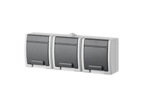 AQUANT Gniazdo potrójne z uziemieniem IP55 szare 1243-10 ELEKTRO-PLAST NASIELSK