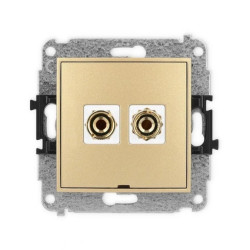 ICON Mechanizm gniazda głośnikowego poj., bez opisu (banan - czerwony i czarny, pozłacany, 4 mm2, do lutowania) złoty 29IGGBO-3