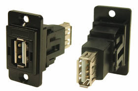 Złącze USB A to A Montaż na panelu Żeńskie do żeńskiego 2.0 2-portowe