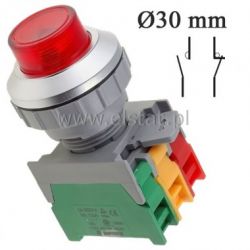 Przycisk chwilowy, podświetlenie czerwone 1NO, 1NC