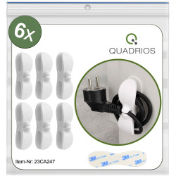Quadrios 23CA247 Self-Adhesive Cable Organisers 6pcs White Silicon 3M Tape