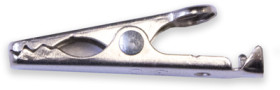 Alligator clip, silver, max. 4.8 mm, L 27.69 mm, solder/crimp connection, BU-30