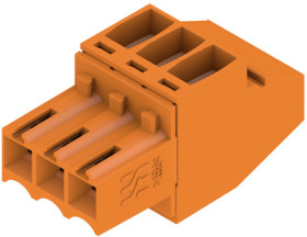 Socket header, 3 pole, pitch 3.5 mm, angled, orange, 1638560000