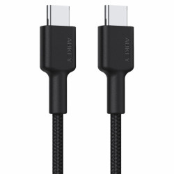 Kabel USB-C Wtyk-Wtyk 0,9m 18W AUKEY, Czarny, oplot