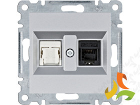 LUMINA Gniazdo komputerowo-telefoniczne RJ11/12+RJ45 srebrne WL2212 HAGER