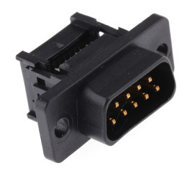 Złącze D-Sub 9-pinowe Męski Kątowe Montaż na kablu raster 1.27mm Złoto na niklu