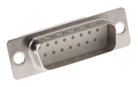 Złącze D-Sub 15-pinowe Męski Kątowe Montaż na kablu raster 2.77mm Złoto na niklu