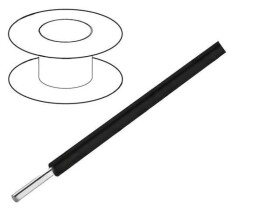 Przewód HookUp Wire d: 26AWG drut Cu PTFE czarny 250V 30,5m 2843/1 BK005