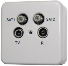 Gniazdo RTV/SAT podwójne, radio, telewizja, 2x satelita, natynkowe