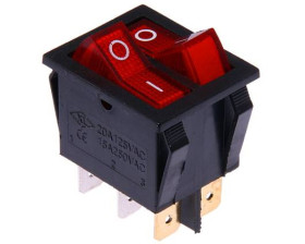PRZEŁĄCZNIK PODWÓJNY 230V Z PODŚWIETLENIEM CZERWONY BISTABILNY