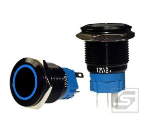 Przycisk LB19BL/B-12V;RING;2A/250V; podświetlenie niebieskie;chwilowy