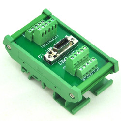 CZH-LABS DIN Rail Mount 20-pin 0.05&quot; Mini D Ribbon/MDR Female Interface Module, SCSI.