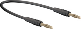 Measuring lead with (2 mm plug, spring-loaded, straight) to (2 mm plug, spring-loaded, straight), 600 mm, black, PVC, 0.5 mm², 2