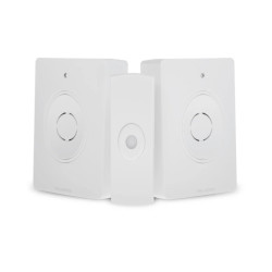 Zestaw dwóch dzwonków bezprzewodowych z pilotem, learning system, bateryjny, 38 dzwięków, DB-1B/2C/B BIAŁY