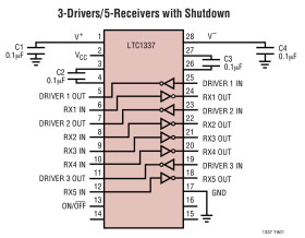 5V Low Power RS232 3-Driver/5-Receiver Transceiver