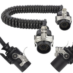 Przewód spiralny QLY-s kabel do naczepy zakończony wtykami 7-pin do systemu EBS / ABS 24V 4m