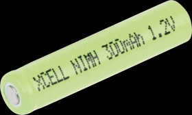 136423 Industrial cell, NiMh, AAAA, 1,2 V, 300 mAh, button top